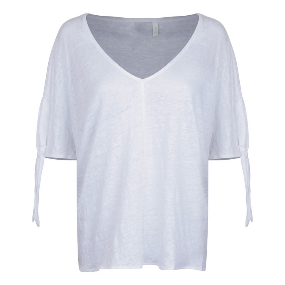 [NWT] H&M - Linen V-neck blouse with Tie-sleeves